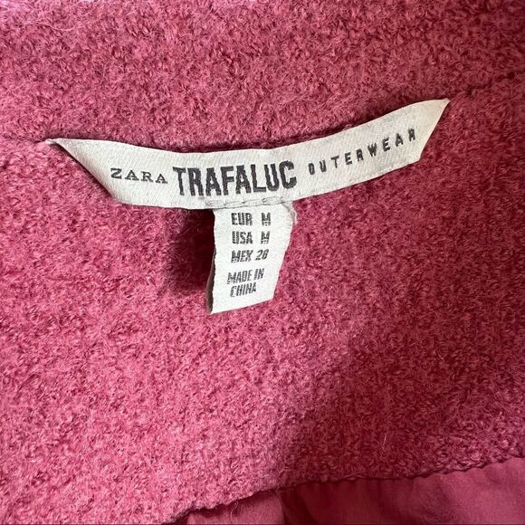Zara Trafaluc Wool Blend Side Zip Coat Pink Medium - Picture 8 of 9